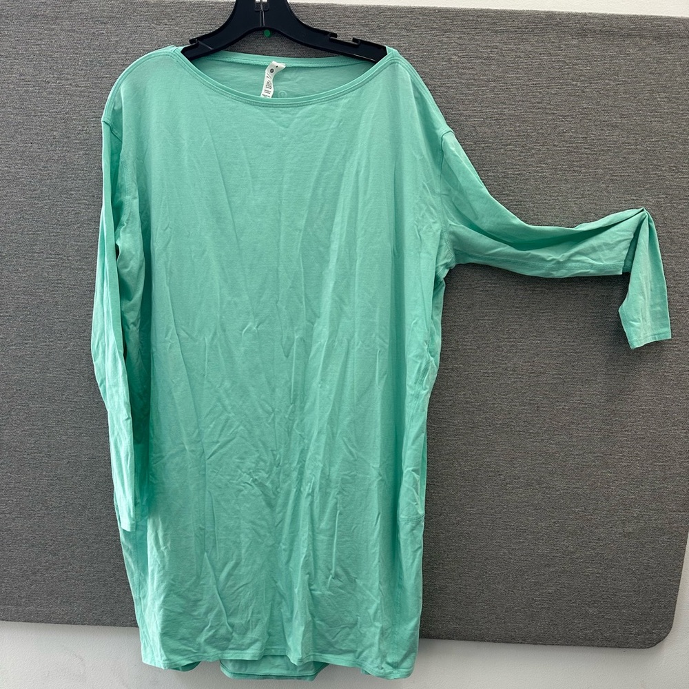 Lululemon Back In Action Long Sleeve Dress NWT Size 8 Wild Mint Green WLDM Pima